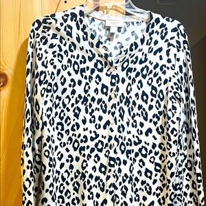 LOFT Animal Print Button-Up Cardigan size large